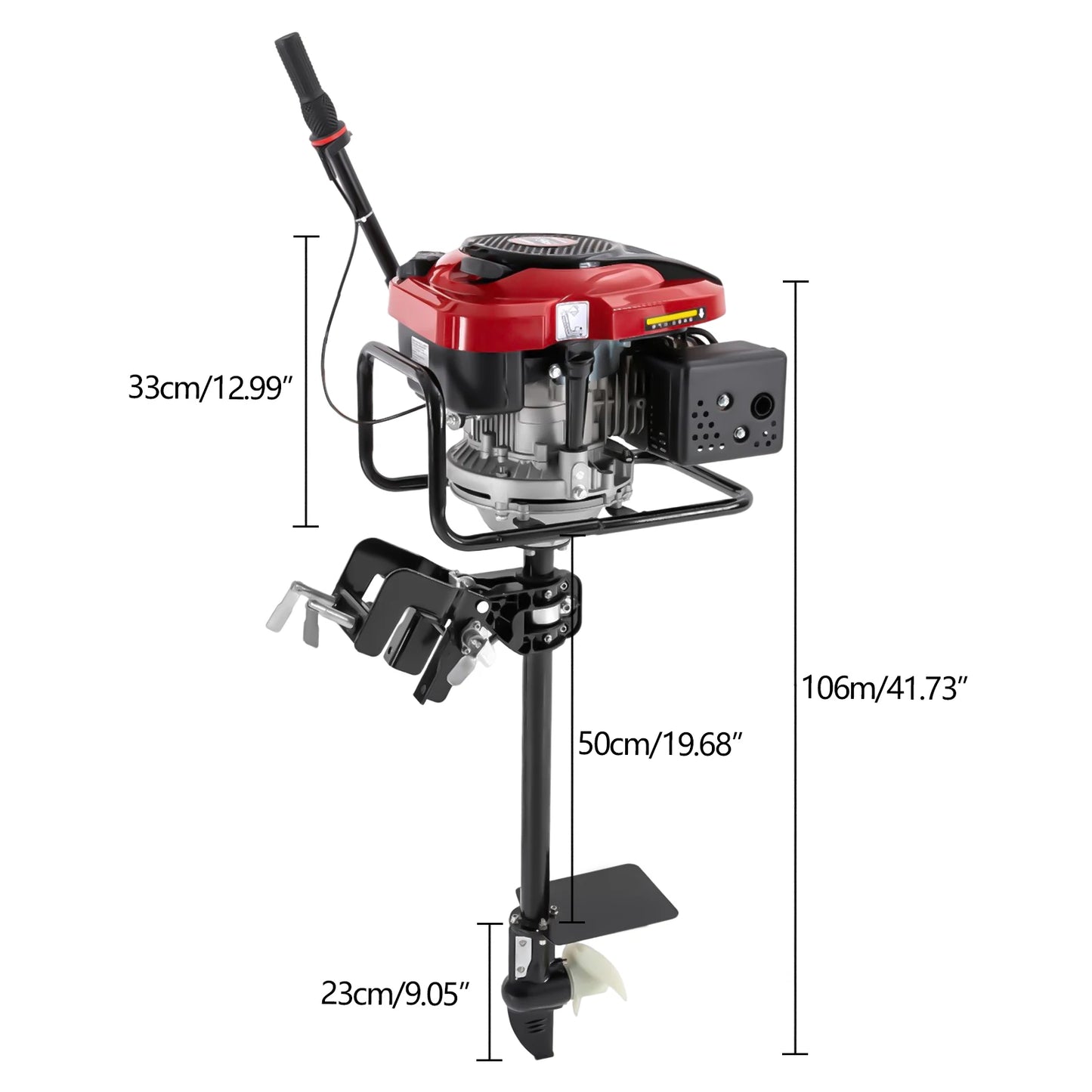 4 Stroke 8HP 196CC Outboard Motors Boat Engine Boat Motor, Air Cooling System, TCI Ignition System, Hand-Pull Recoil Start