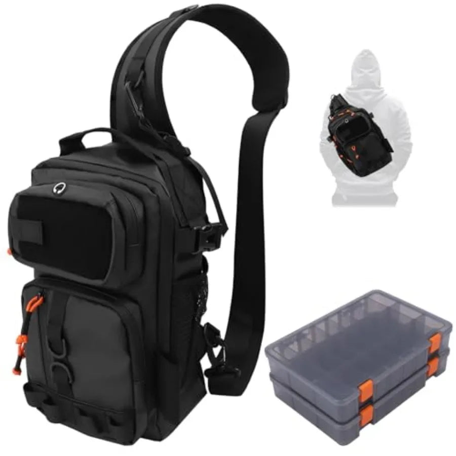 Water Resistant Fishing Backpack With Tackle Boxes And Rod Holder