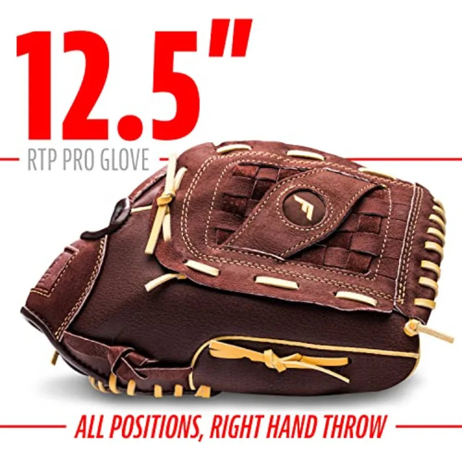 Baseball Gloves - RTP Pro Adult + Kids Baseball Mitt - Outfield + Infield Gloves，12.5" - Basket Web