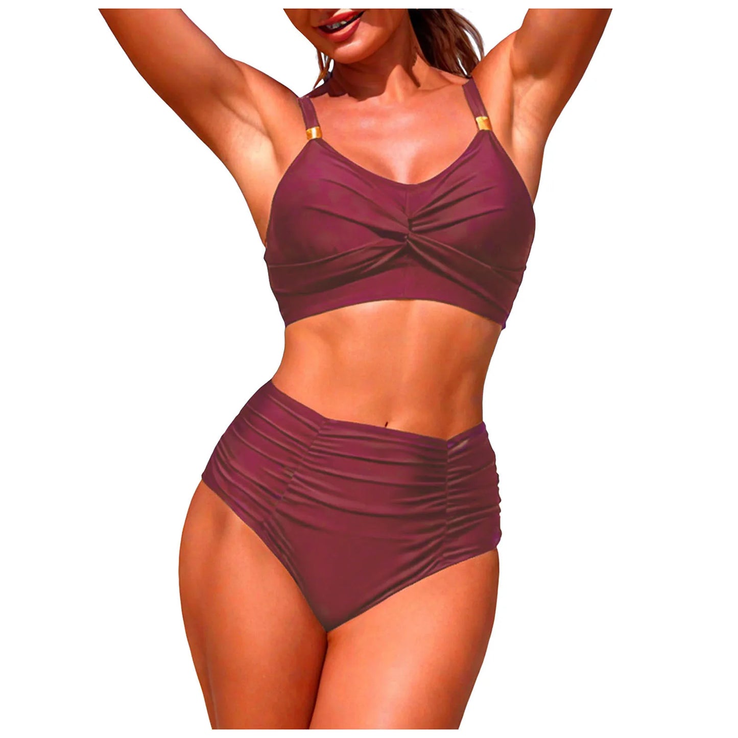 Two Piece Tankini Set Women Push Up Swimsuit High Waist