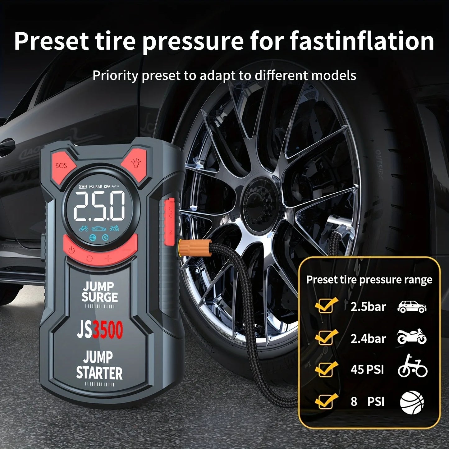 PAIVIROKU 5 In 1 Jump Starter With Digital Tire Inflator
