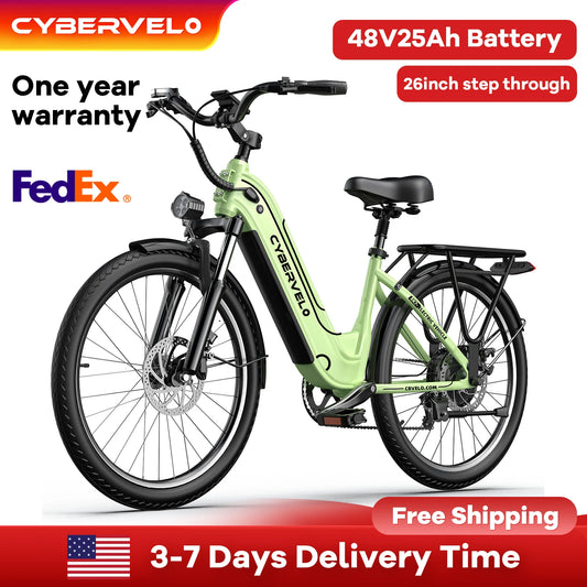 Cybvelo EK7 1000W Step Through Electric Bike With 48V Battery