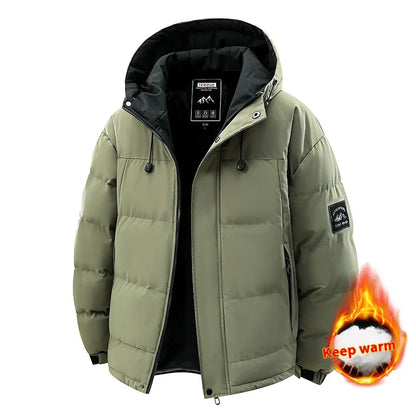 TAUVSEDI Men's Waterproof Windproof Hooded Puffer Jacket for Outdoor Wear