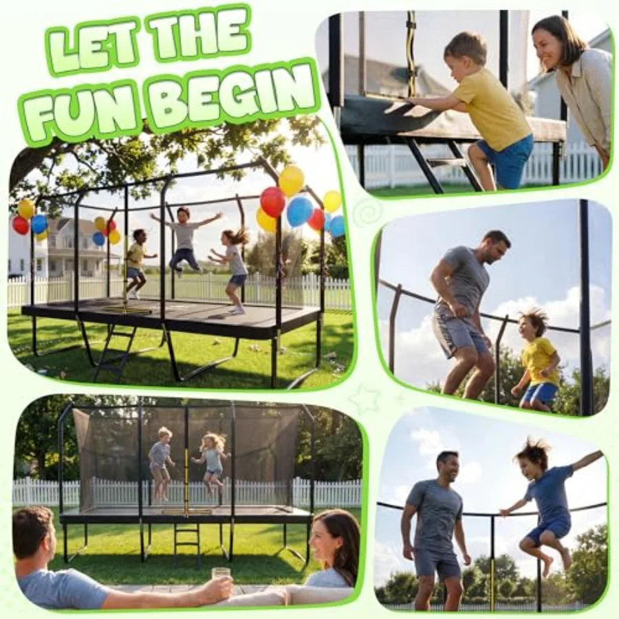 Outdoor Rectangle Trampoline With Galvanized Steel Frame And Safety Net
