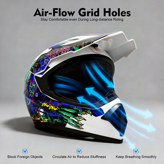 Well Vented Unisex Motocross Helmet,Impact Resistant Shell,Lightweight Frame,ATV BMX Dirt Bike Racing Protective Gear
