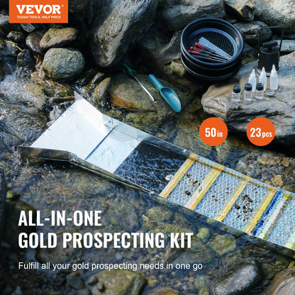 Complete Sluice Box Gold Panning Kit Aluminum Alloy Prospecting