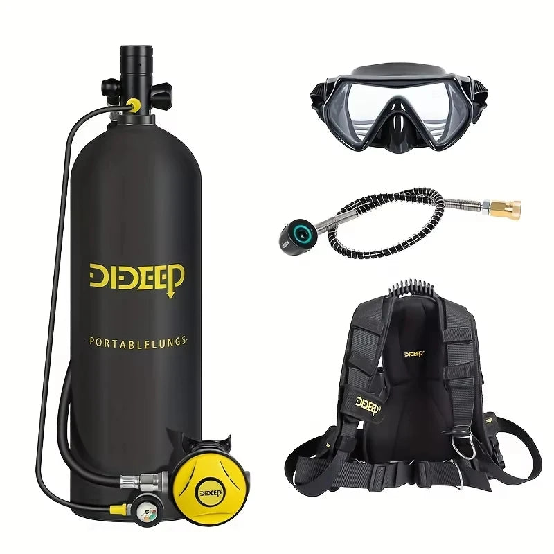 DIDEEP 4L Mini Scuba Diving Tank Set, Up to 40-60Mins Underwater Diving Time, Easy to Use Lung Bottle. Portable Diving Cylinder