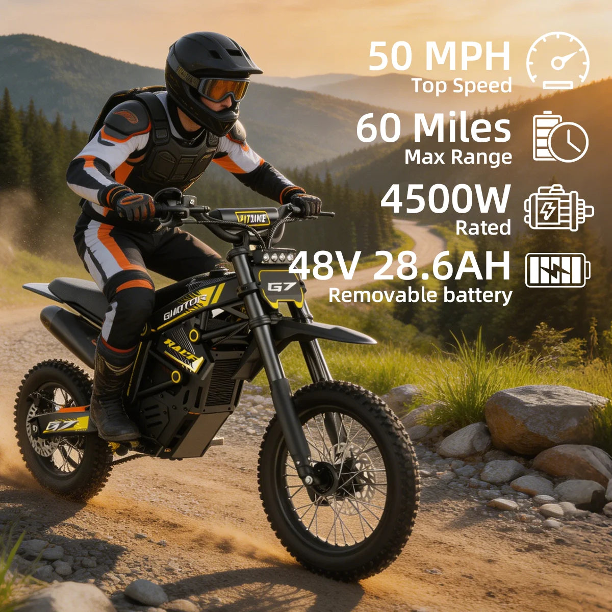 Uplee G7 Electric Dirt Bike Featuring Long Range Battery