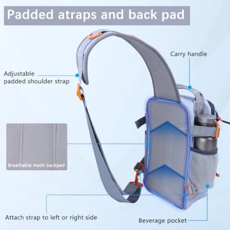Water Resistant Fishing Backpack With Tackle Boxes And Rod Holder