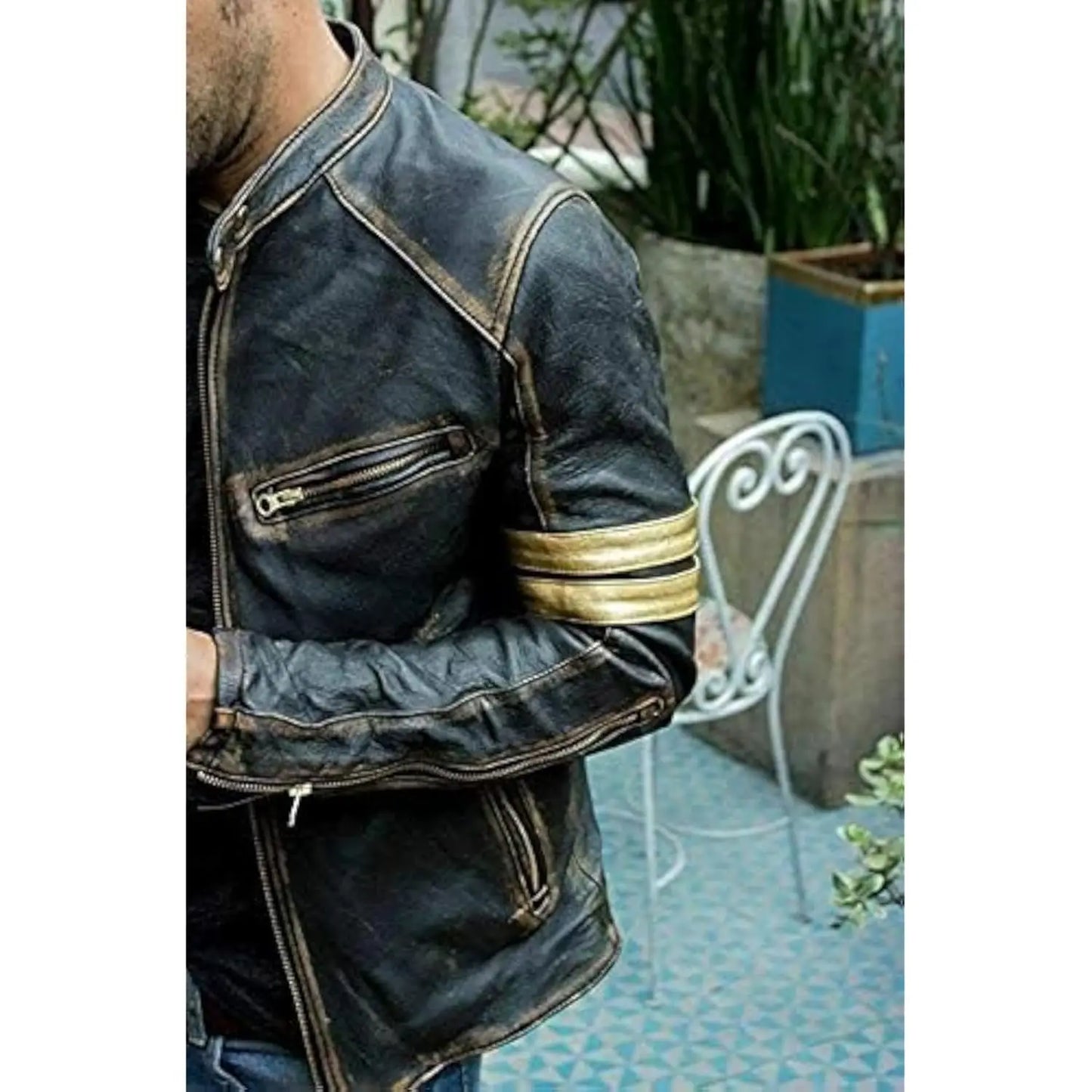 JUMPSNOW Retro Leather Moto Jacket For Men Streetwear Outerwear