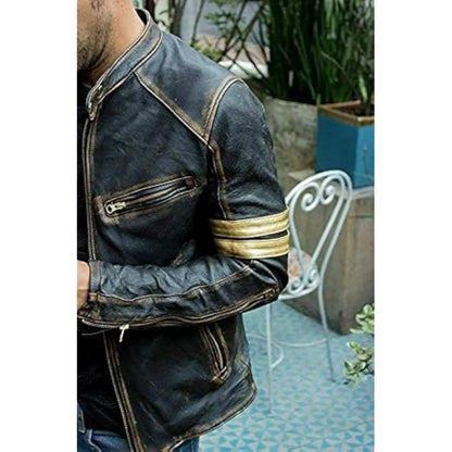 JUMPSNOW Retro Leather Moto Jacket For Men Streetwear Outerwear