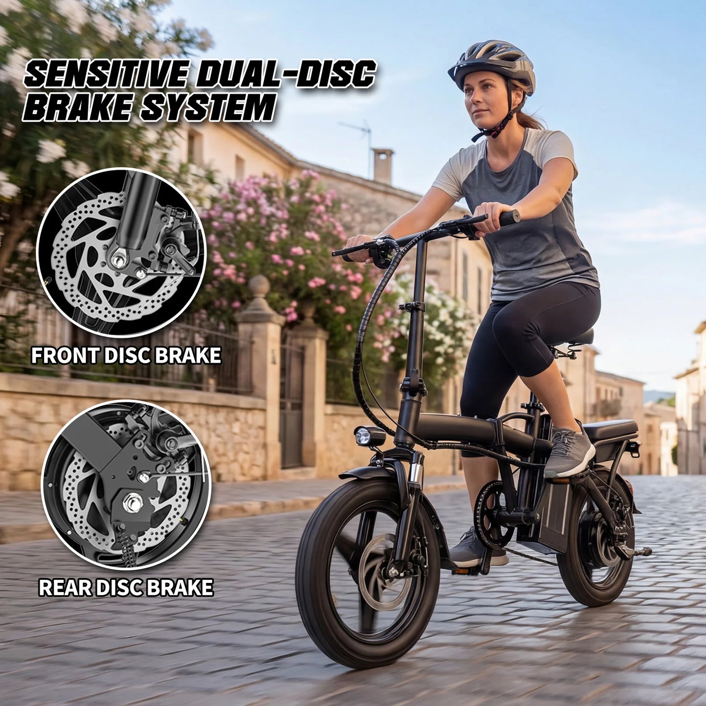 Terrosor Foldable Electric Bike for Adults 500W 48V Battery
