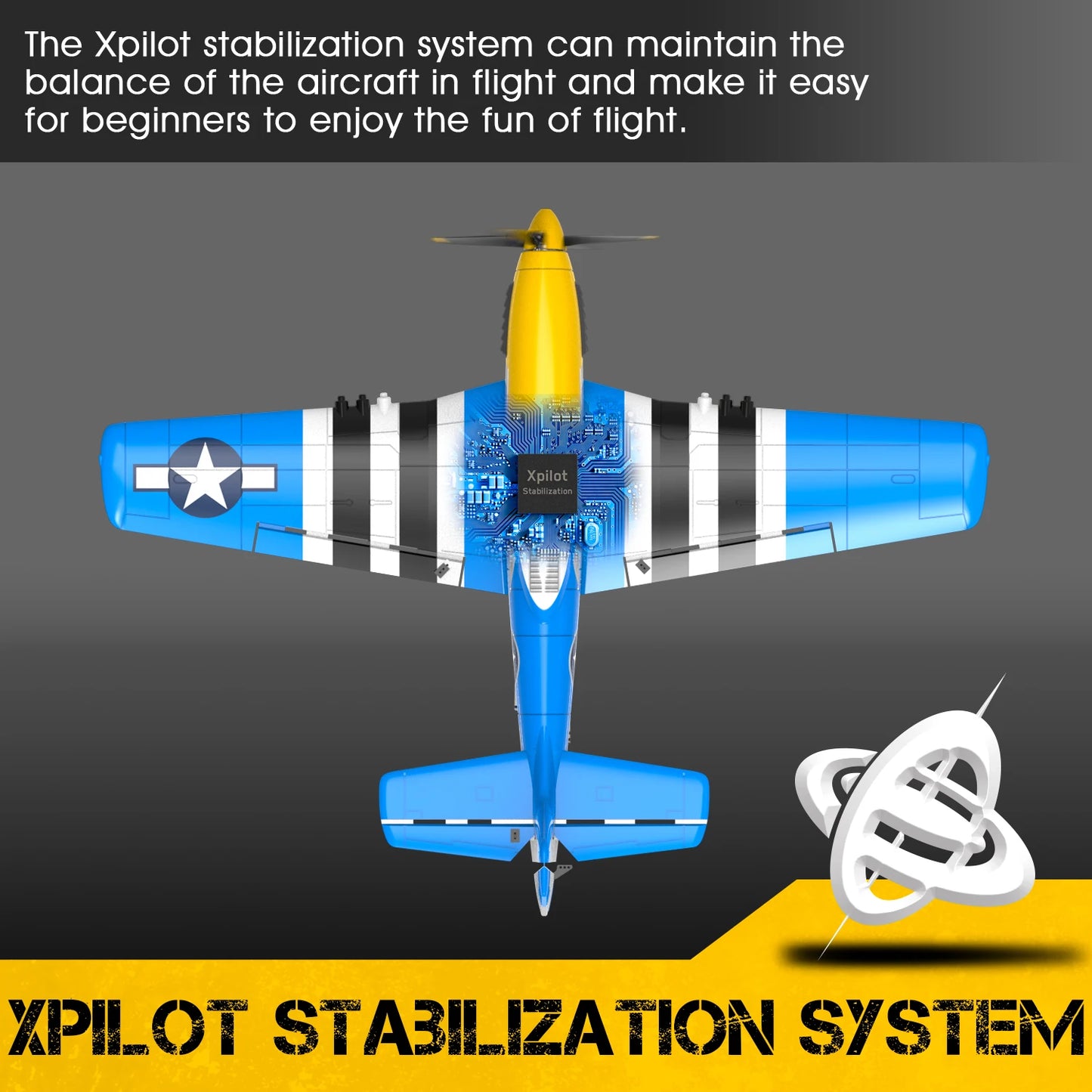 RCkuler Volantexrc 4Ch RTF RC Plane P51D Mustang OneKey Aerobatic 6Axis Gyro