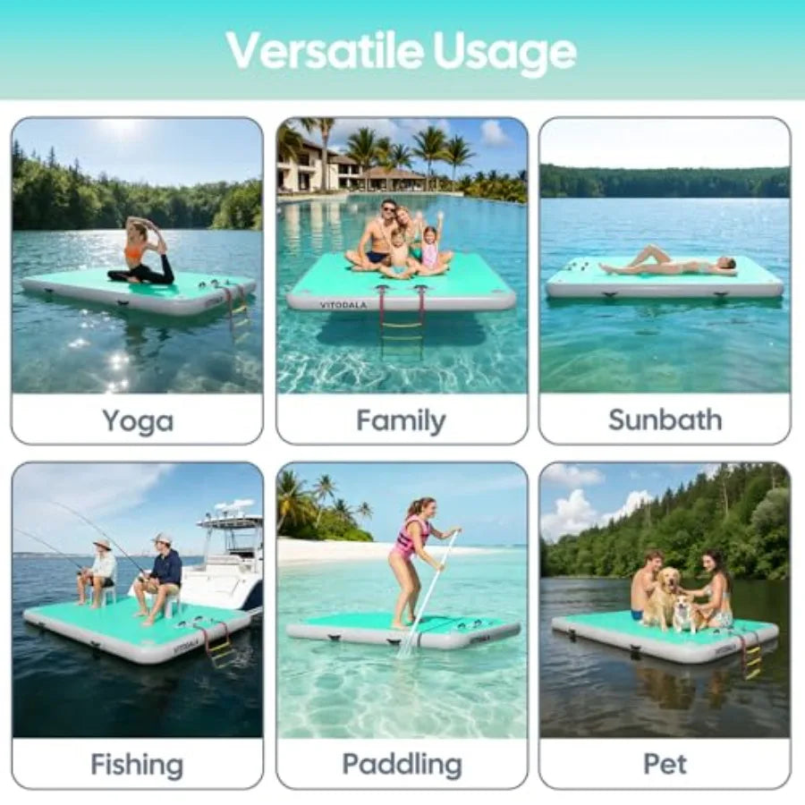 Inflatable Floating Dock Island Raft For Pool Lake River Ocean