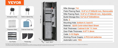 SucceBuy Digital Keypad Rifle Gun Safe with Removable Storage Shelf