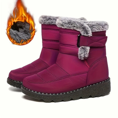 Women Winter Mid Calf Snow Boots Waterproof Plush Lined