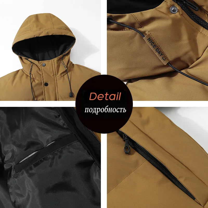 TAUVSEDI Men's Waterproof Windproof Hooded Puffer Jacket for Outdoor Wear
