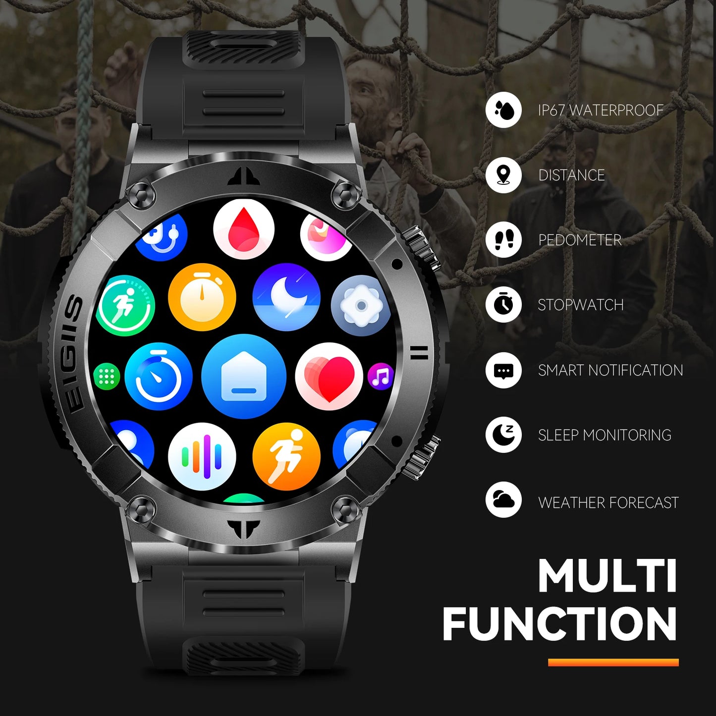 LaNikar Smart Watch Men TFT Display Bluetooth Call Blood Pressure Health