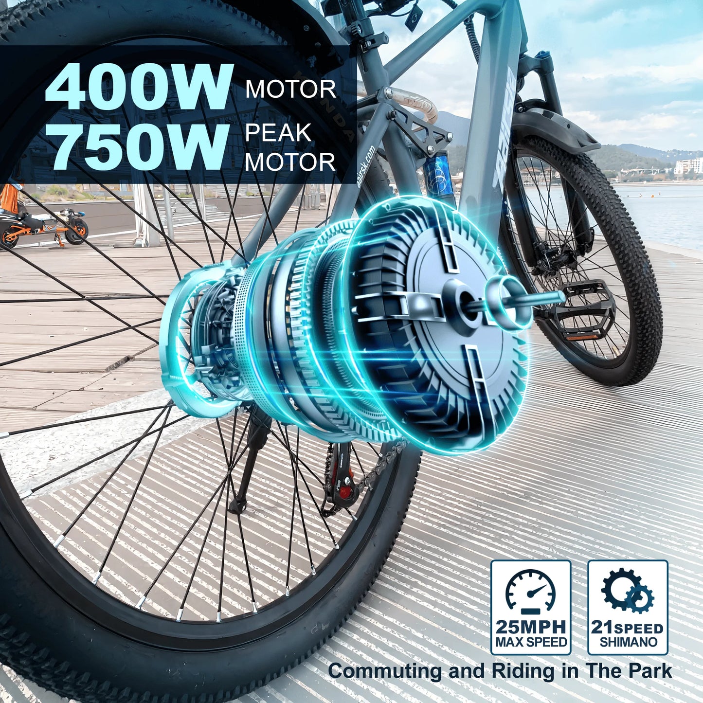 E bike 750W Adults Electric Bike 36V468Wh 26/24 Inch Tires Electric Bicycle Shimano 21-Speed City E Bikes Mountain e bikes