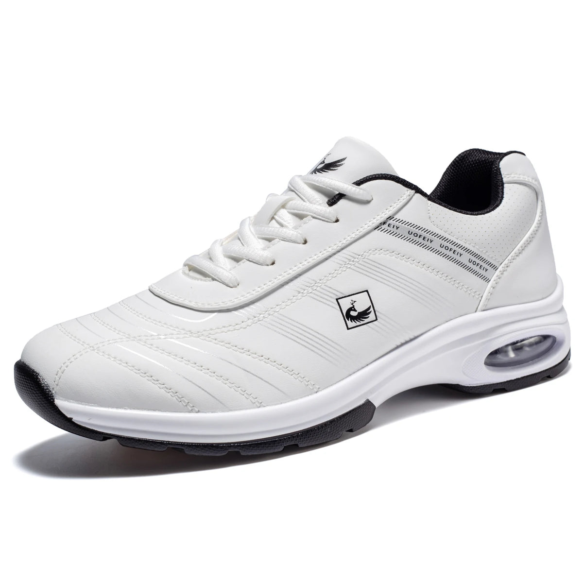 Mens Leather Golf Shoes Breathable Air Cushion Spikeless Athletic Sneakers