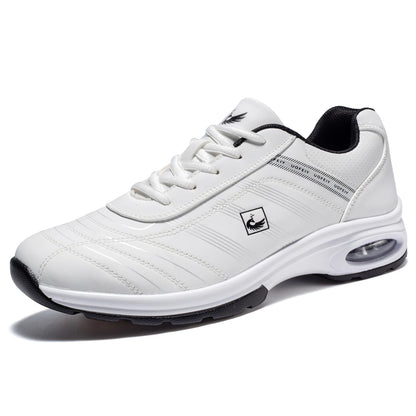 Mens Leather Golf Shoes Breathable Air Cushion Spikeless Athletic Sneakers