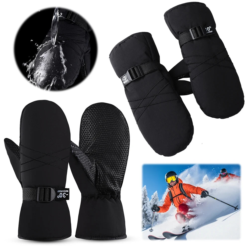Waterproof Ski Mittens Thermal Snowboard Gloves for Men Women