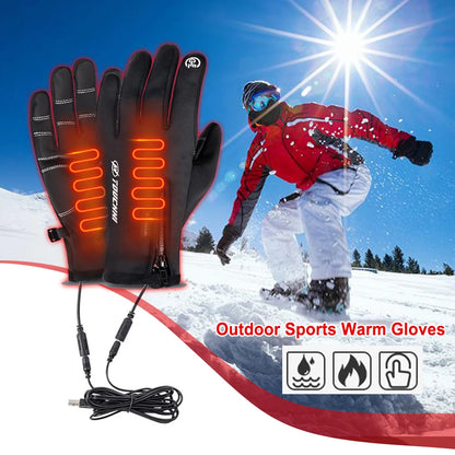 USB Touch Screen Gloves Heated Motorcycle Gloves Winter Ski Gloves for Cycling Running Driving Hiking Walking (NO Battery）