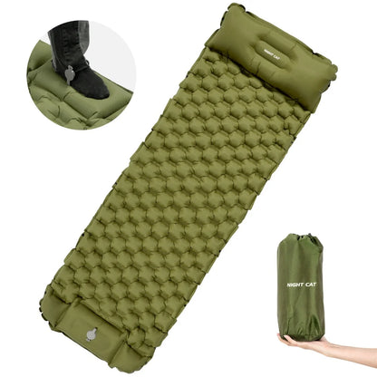 Night Cat Inflatable Sleeping Pad With Pillow And Foot Pump