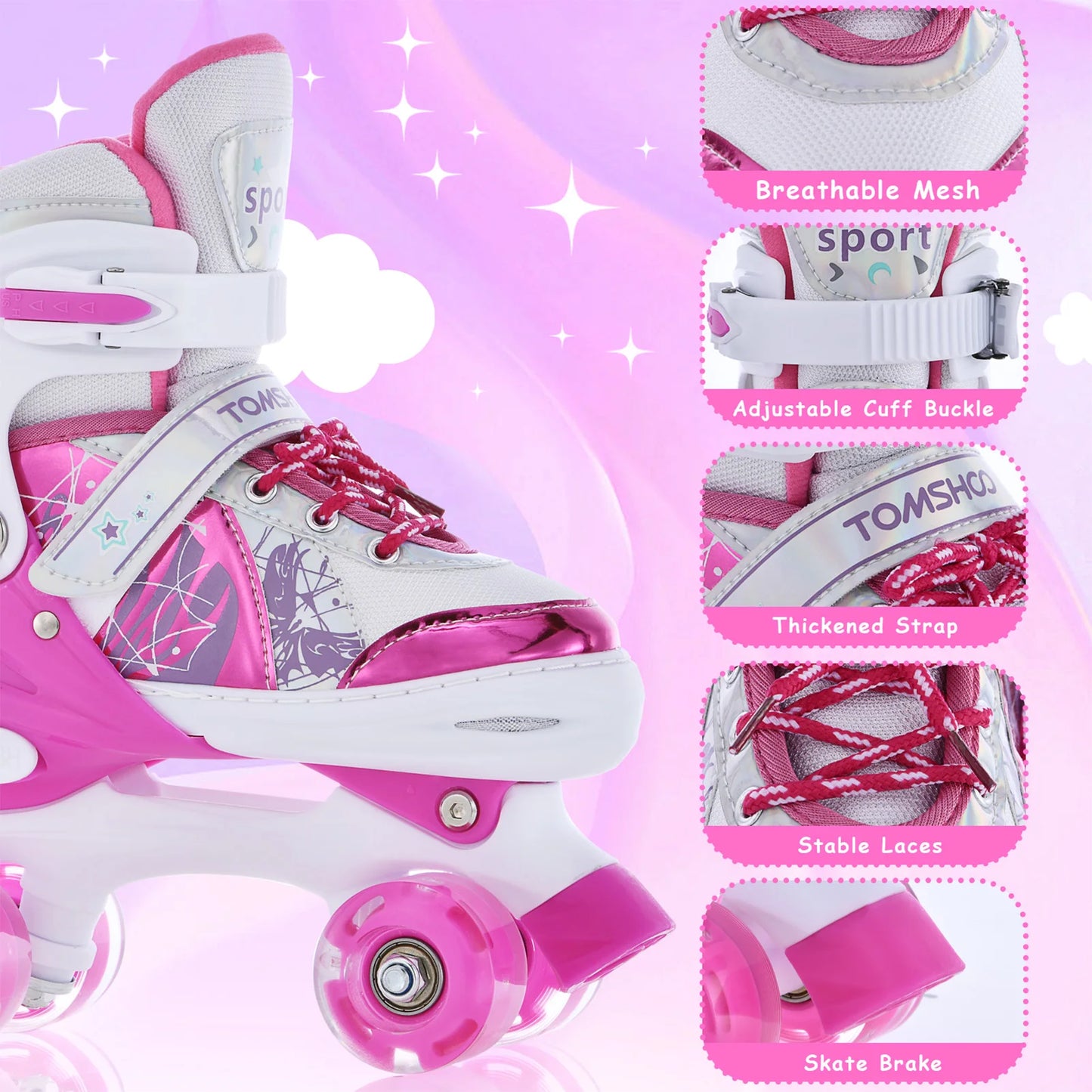 Luminous Adjustable LED Kids Roller Skates For Girls And Boys