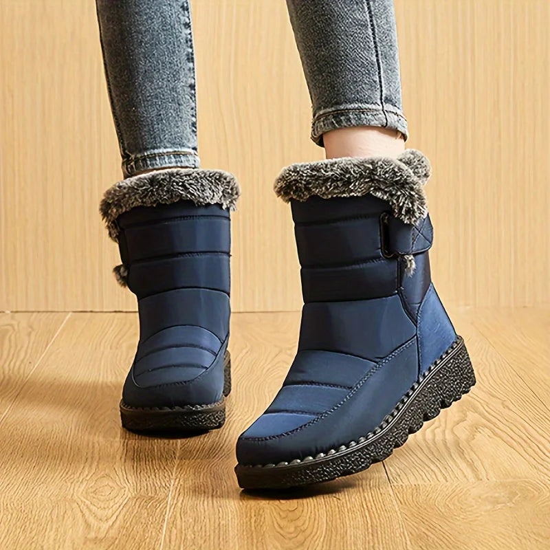 Women Winter Mid Calf Snow Boots Waterproof Plush Lined
