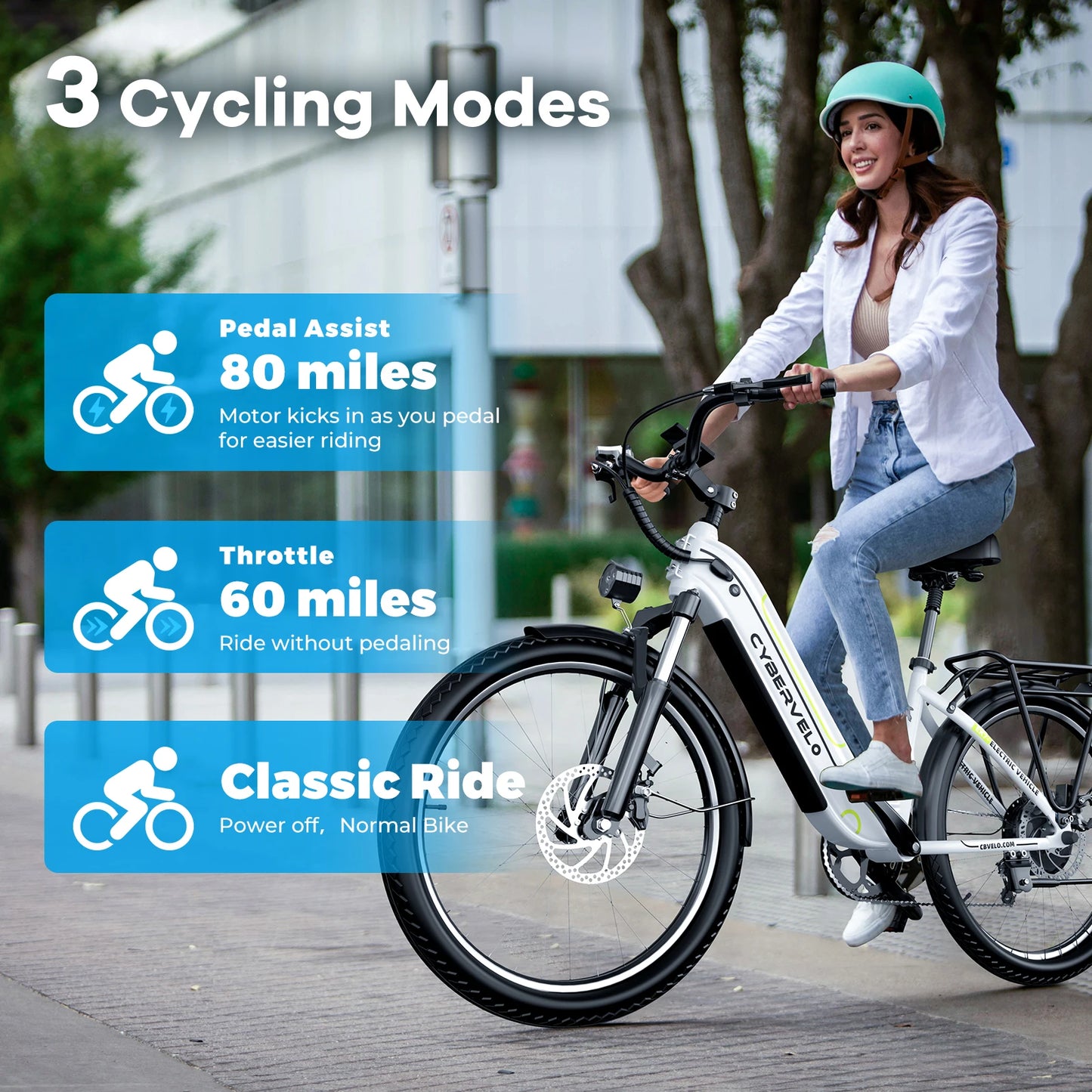 CBVELO EK7 1000W Electric Bike For Adults With Removable Battery