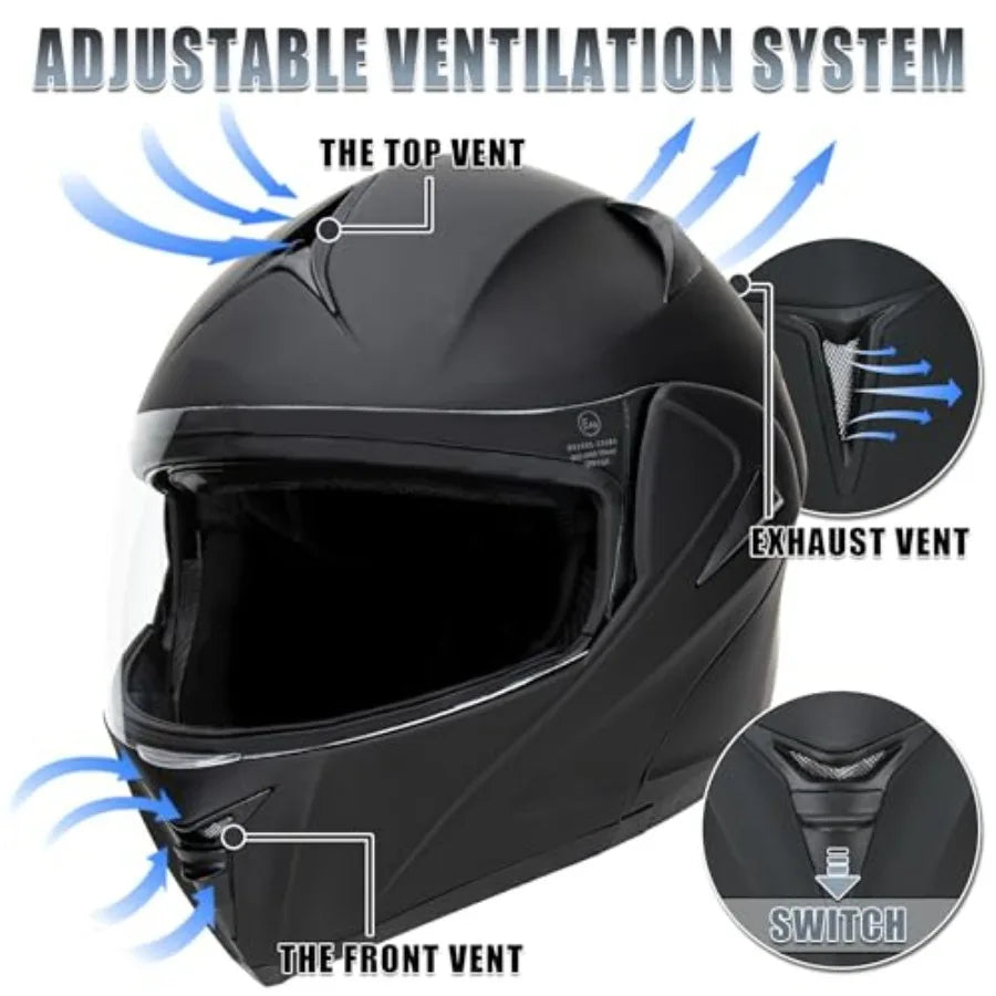 Motorcycle Street Riding Helmet Polycarbonate Shell DOT Approved Dual Visor