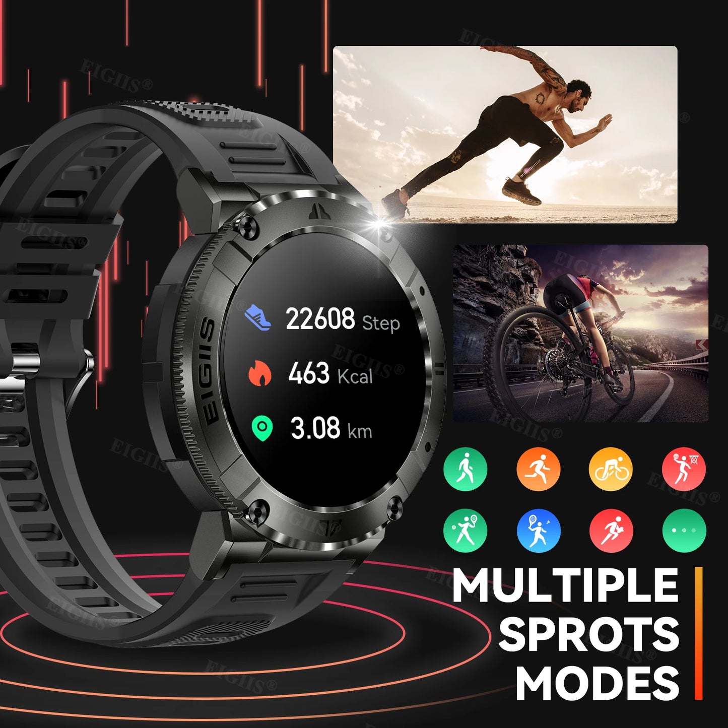 LaNikar Smart Watch Men TFT Display Bluetooth Call Blood Pressure Health