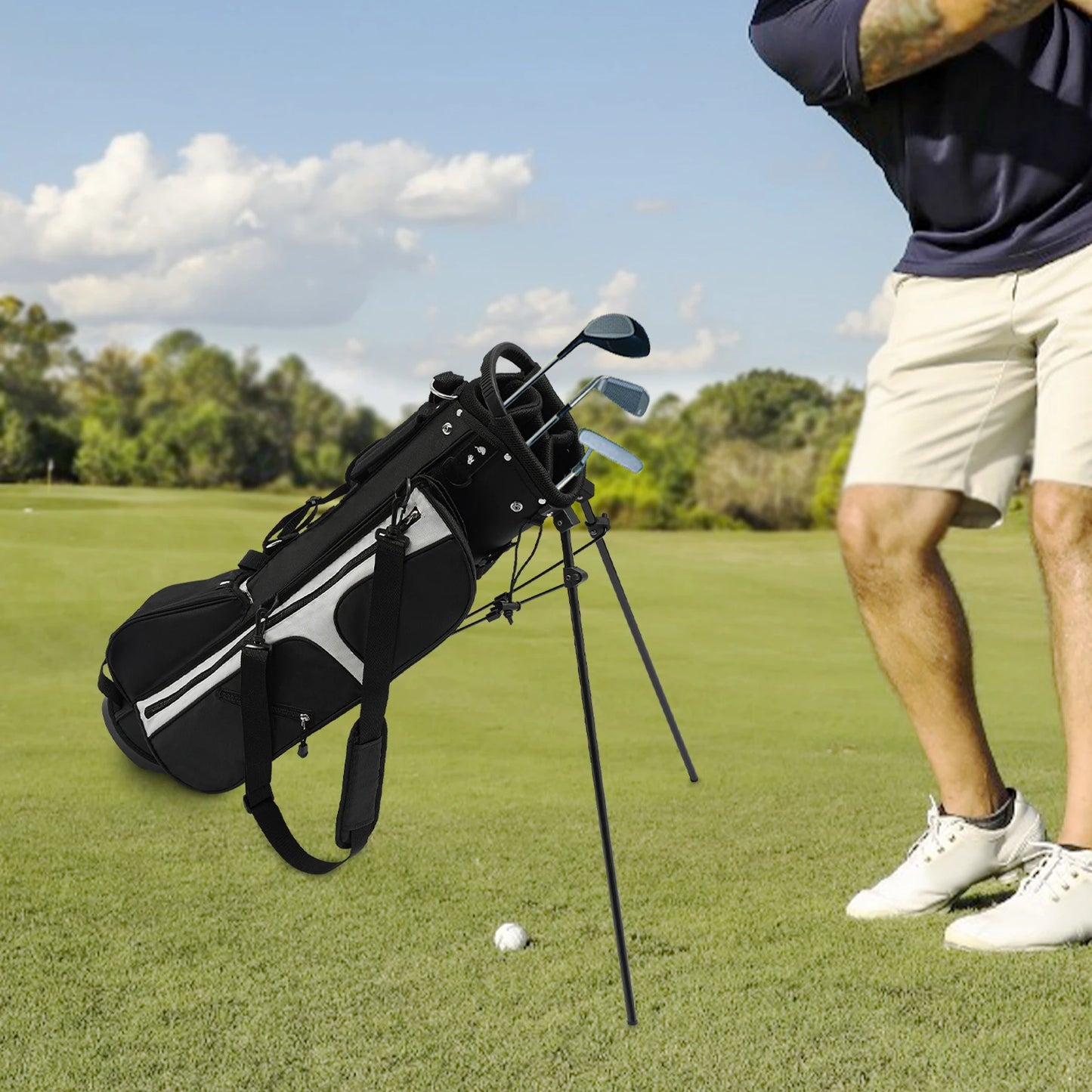 Bymaocar Golf Stand Bag With 3 Dividers And 5 Pockets