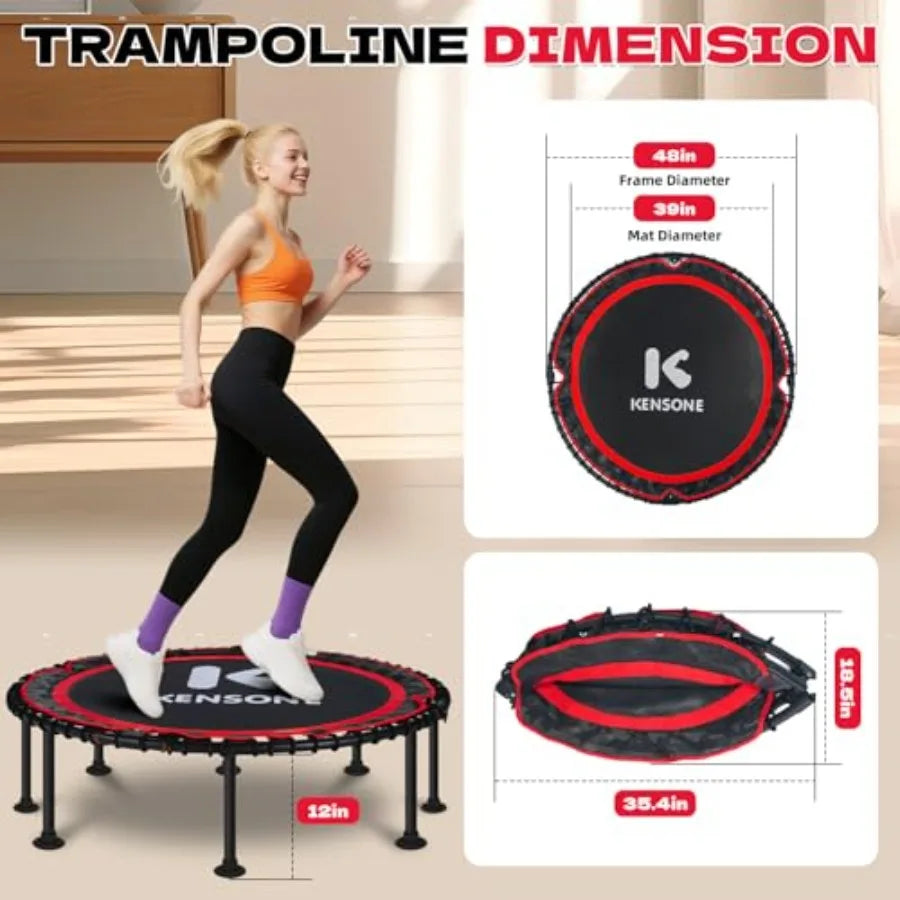 Foldable Indoor Rebounder Trampoline Steel Frame Quiet Bungee Cords