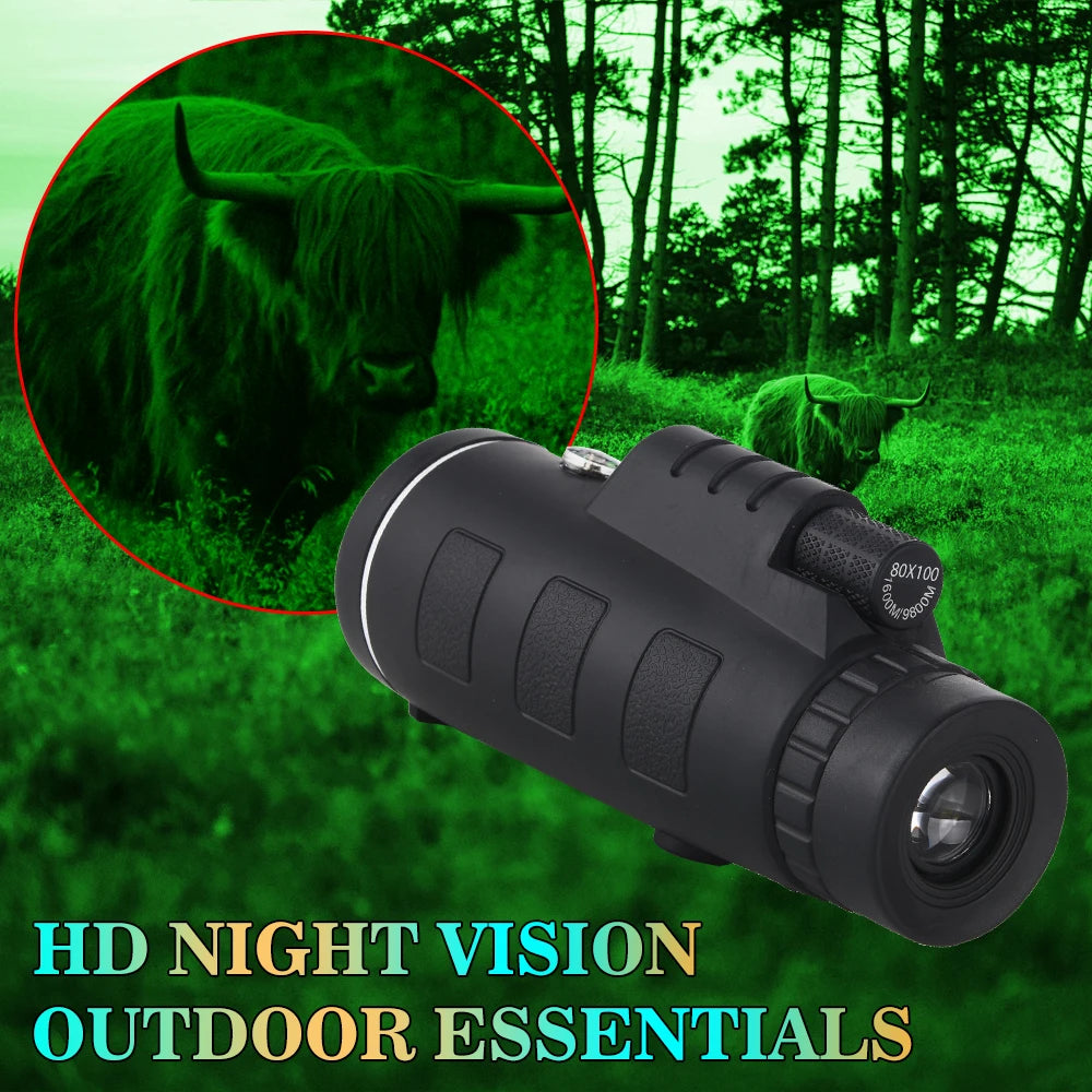 High Power Monocular Telescope With Phone Holder And Tripod