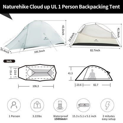 Naturehike Cloud Up Ultralight Double Layer Waterproof Backpacking Tent
