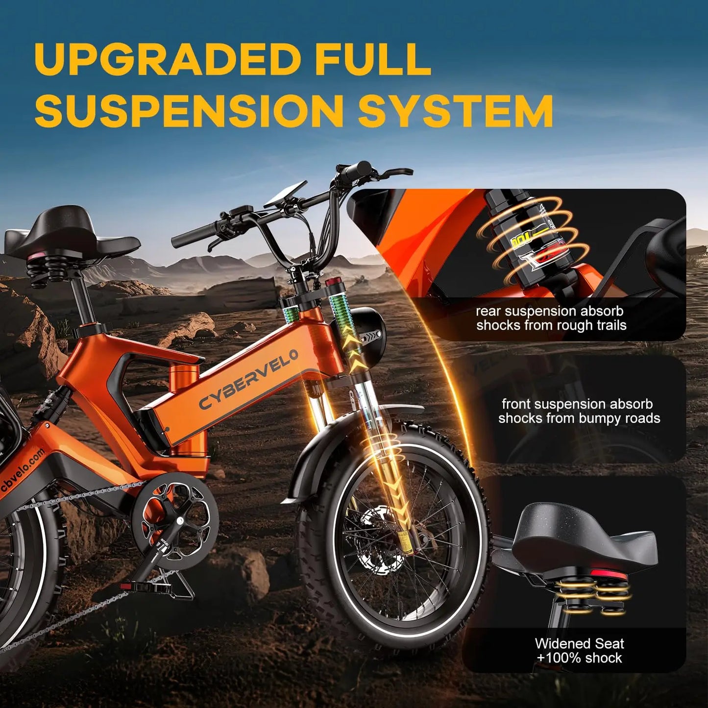 Cybervelo EK6 2000W Folding Electric Bike Dual Battery System