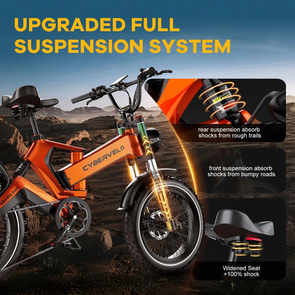 Cybervelo EK6 2000W Folding Electric Bike Dual Battery System