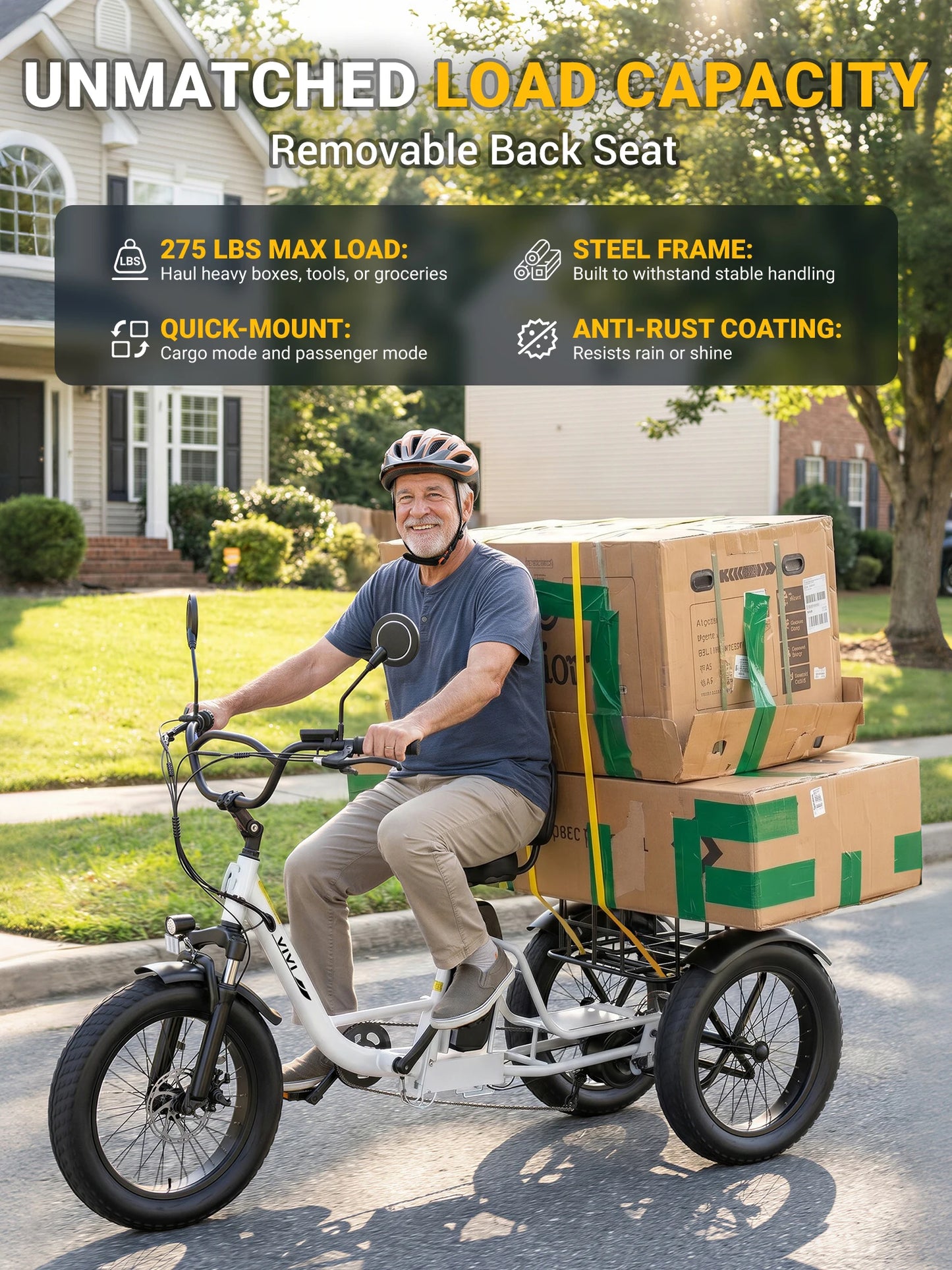 Vivi FAM01 750W Electric Tricycle For Adults With Battery