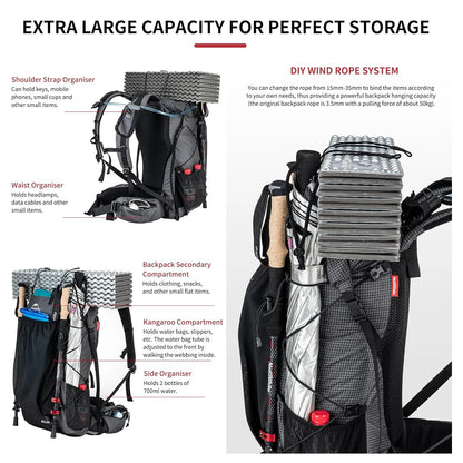 Naturehike Waterproof Hiking Backpack With Rain Cover And High Capacity