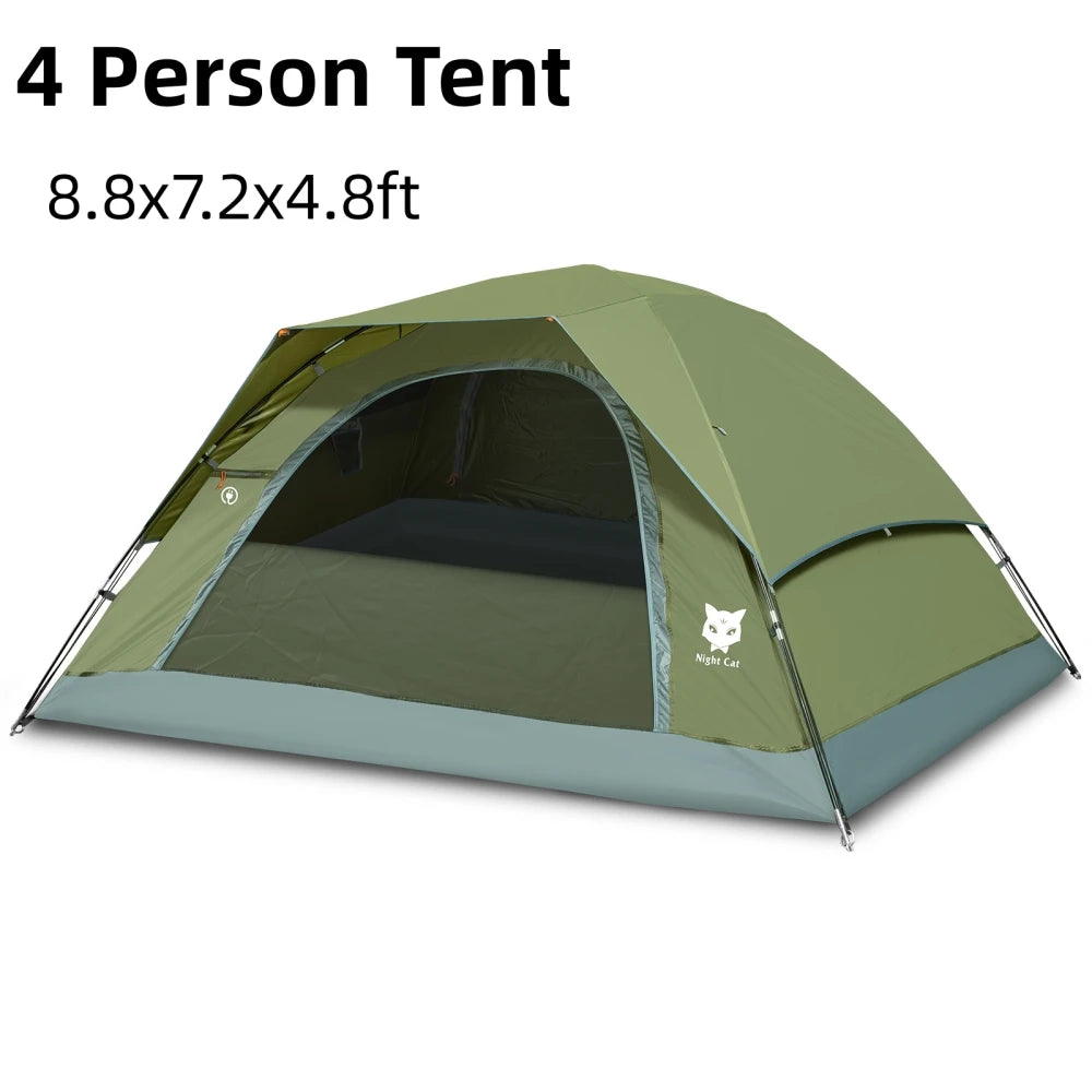 Night Cat Three To Four Person Waterproof Camping Tent With Rainfly Double Layer