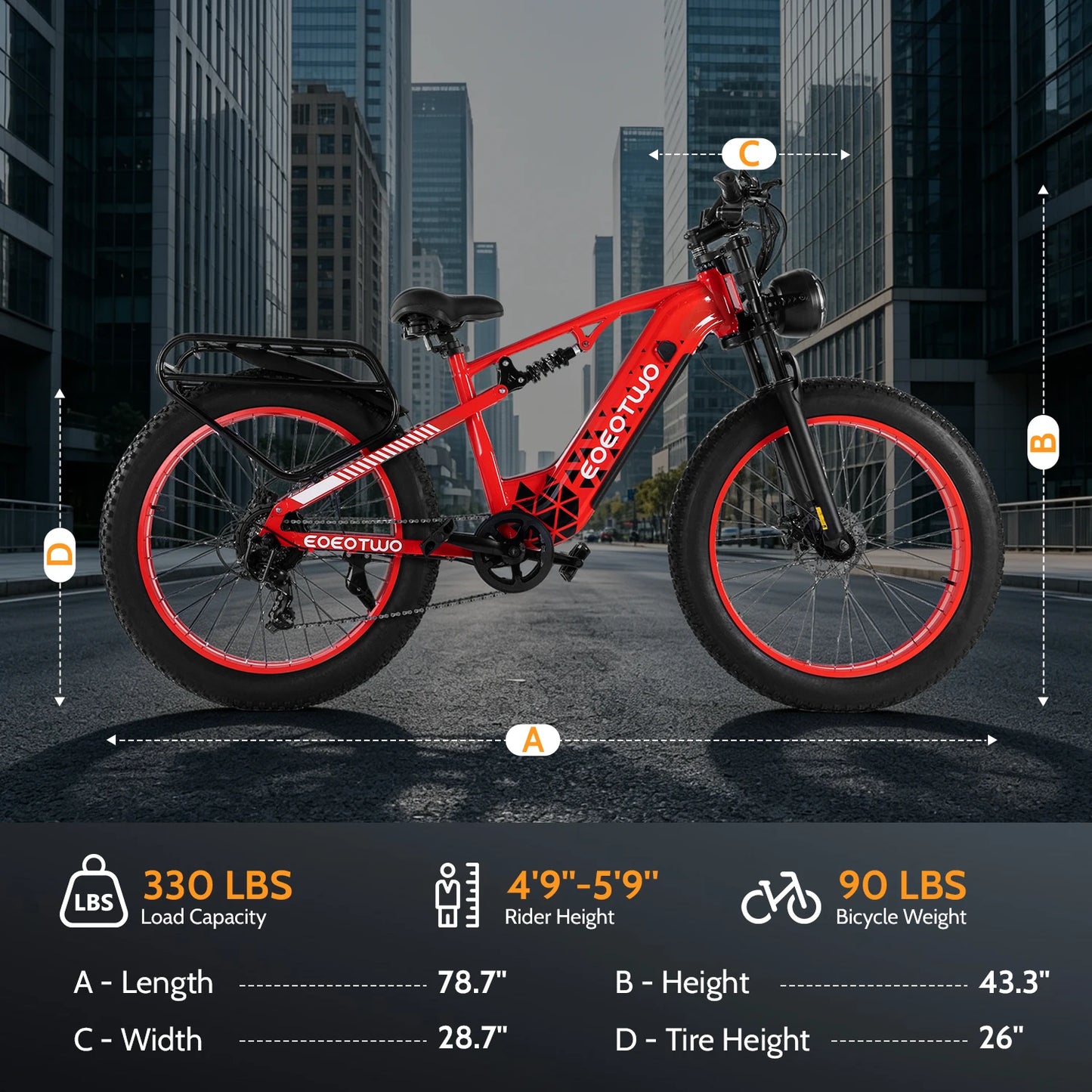 Electric Bike, 1500W Peak Ebikes for Adults, 26'' Fat Tire Best Ebike for Men Women, 60 Miles with 840Wh Battery, 34 MPH Max Speed Bicycles, 330LB Capacity