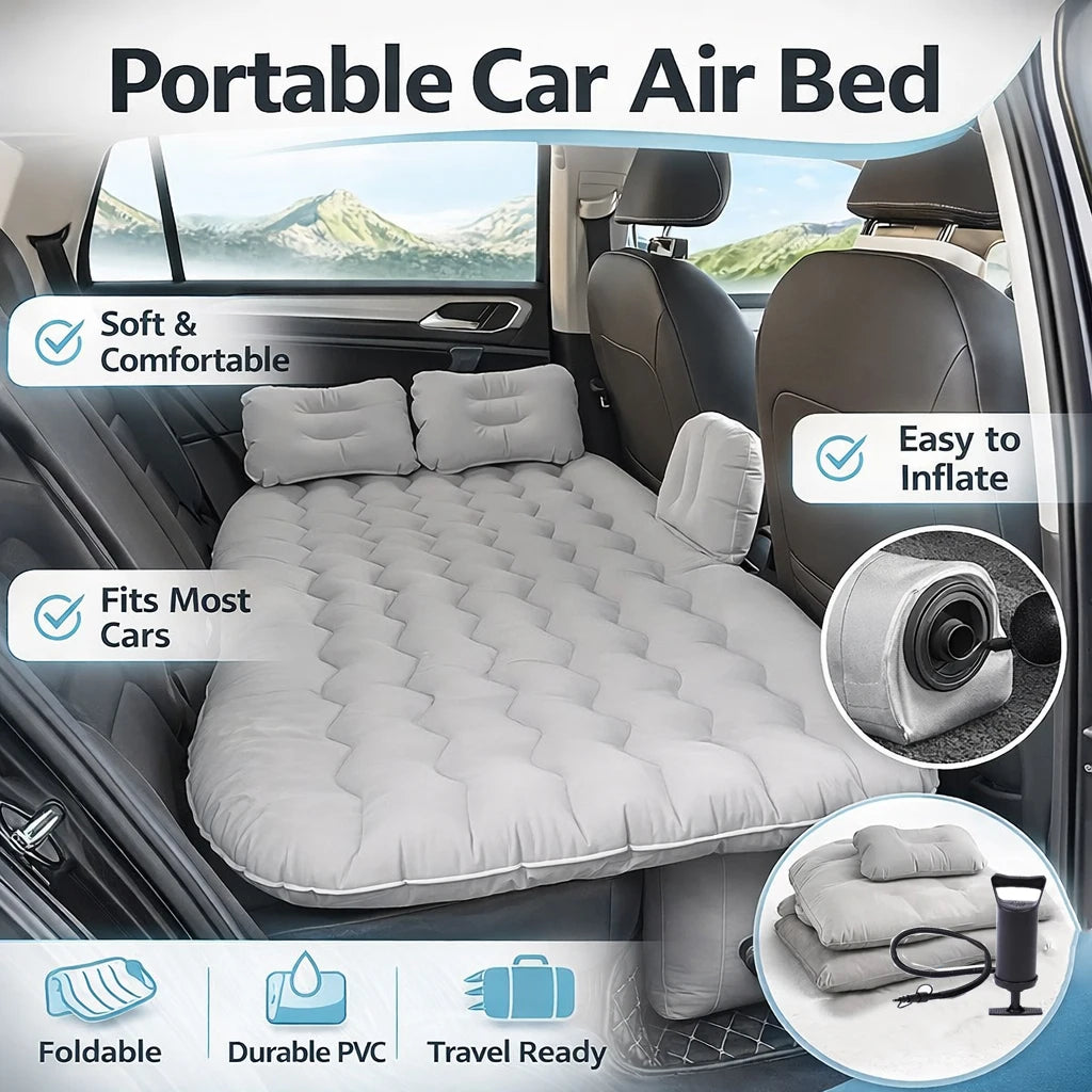 Car Rear Seat Inflatable Mattress With Manual Inflation Valve