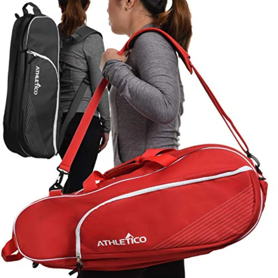 6 Racquet Tennis Bag Padded to Protect Rackets Lightweight Professional or Beginner Tennis Players Unisex Design for Men, Women