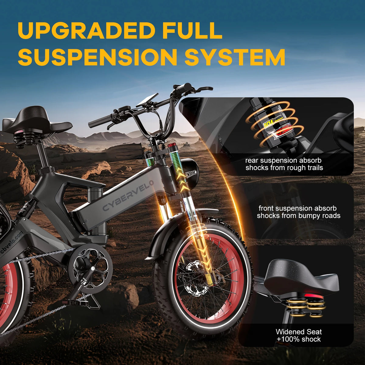 Cybervelo 2000W Foldable Fat Tire Electric Bike 48V Battery