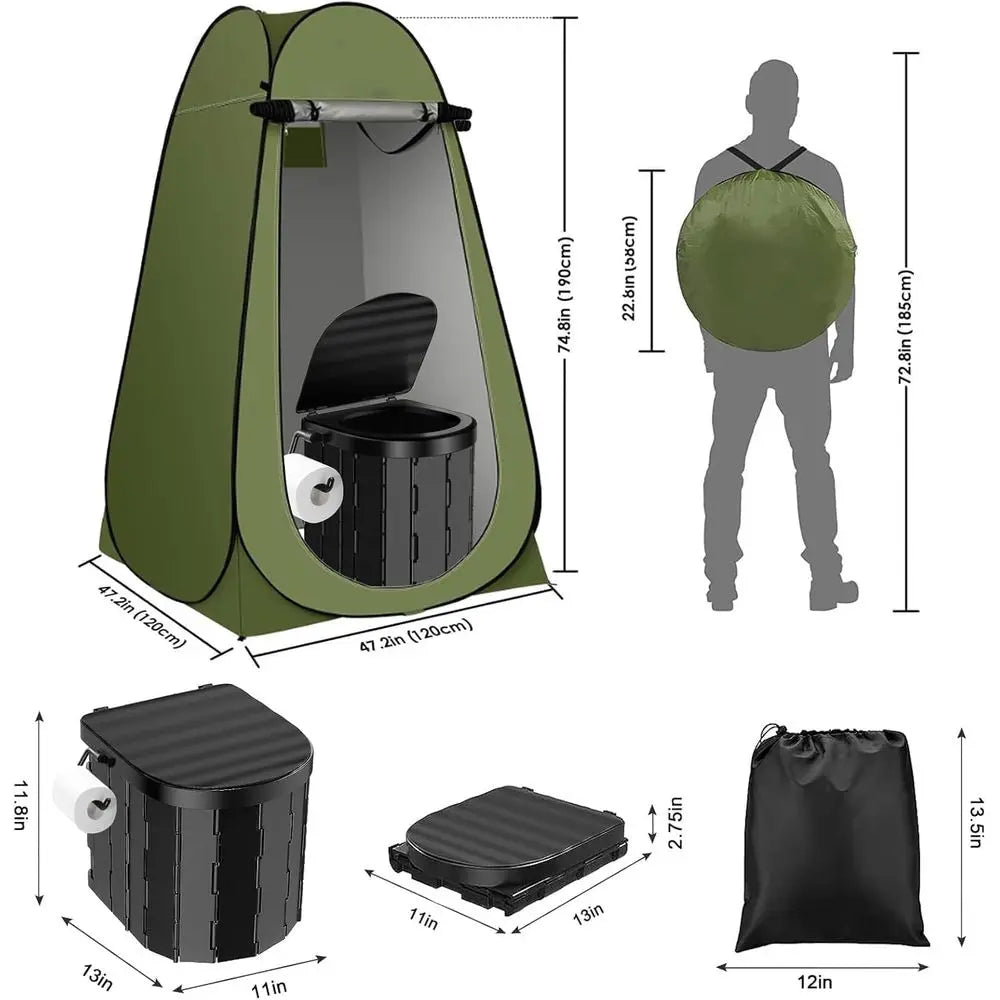 Compact Camping Toilet Privacy Tent Washable Shower Kit