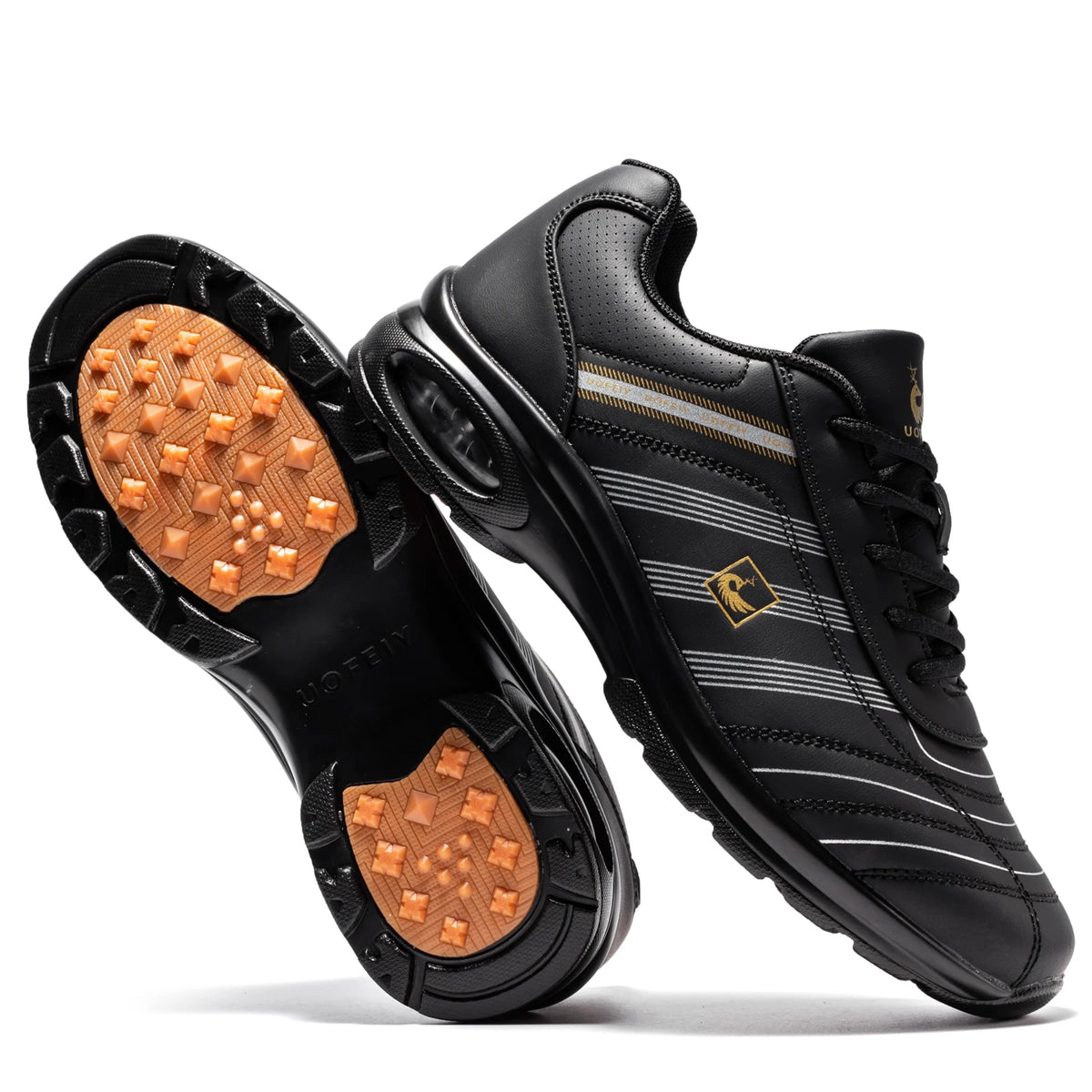 Mens Leather Golf Shoes Breathable Air Cushion Spikeless Athletic Sneakers