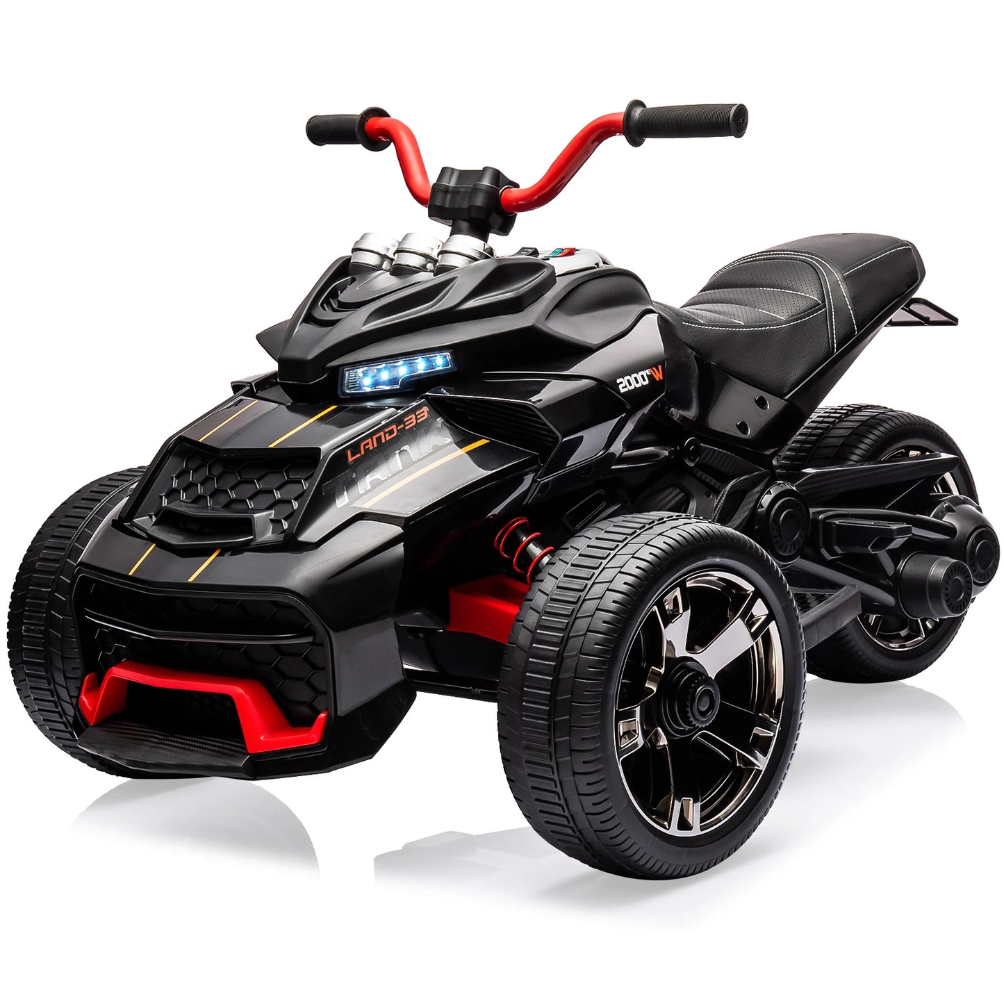 HiMISS 12V Kids Ride On ATV Three Wheel Electric Toy Car With LED Lights