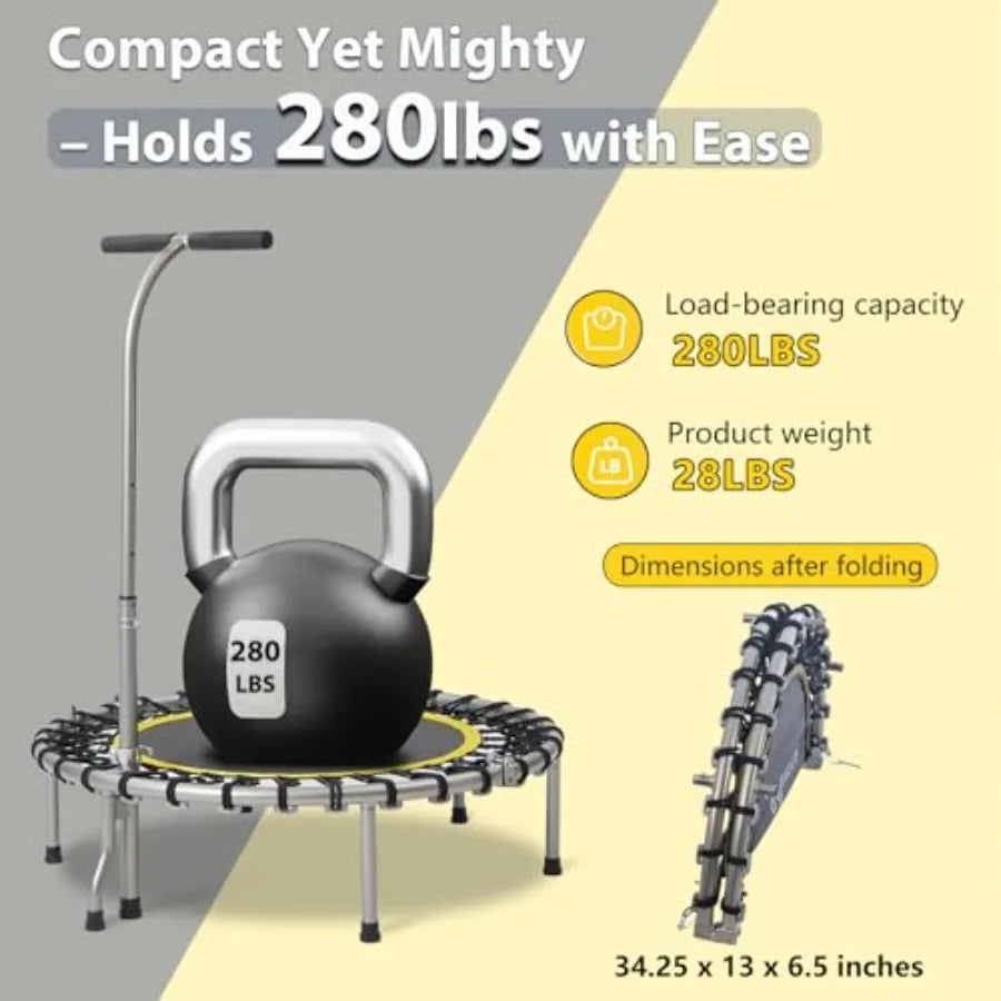 Indoor Fitness Trampoline For Adults And Kids Foldable Steel Frame